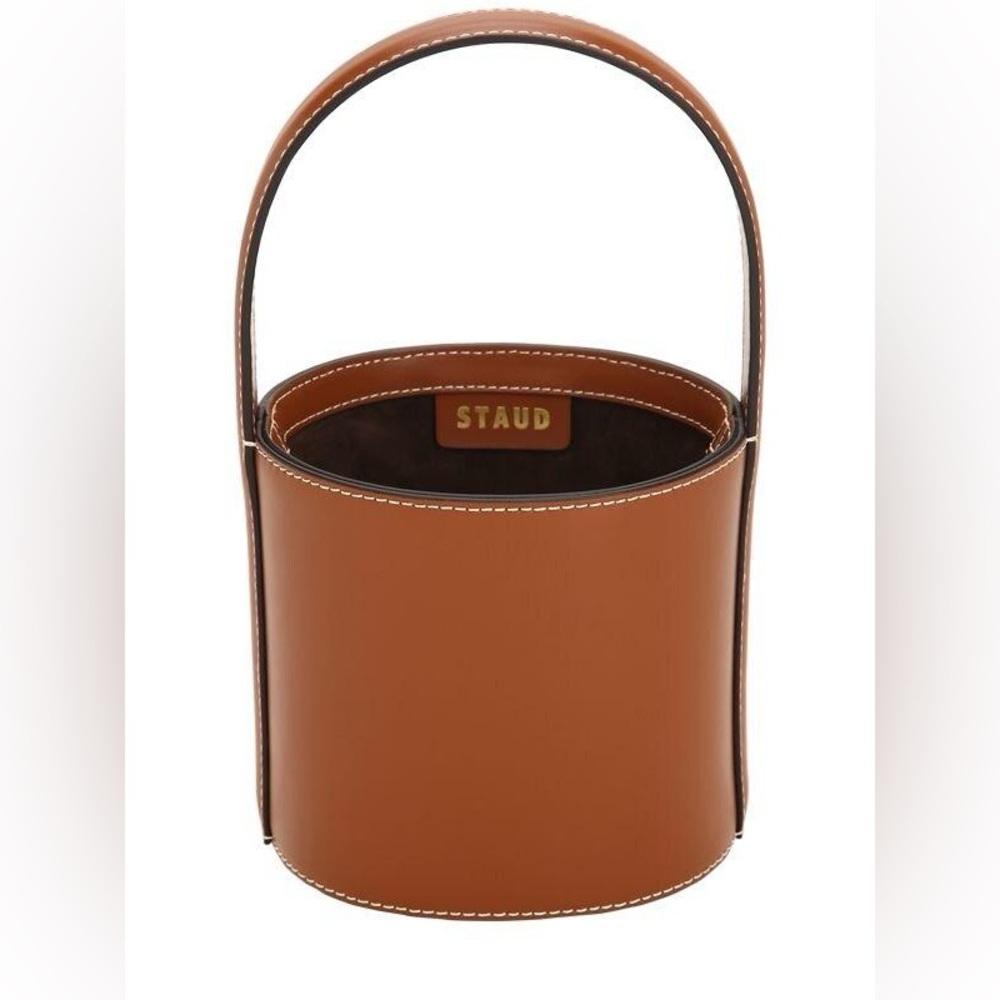 Staud Bisset mini bucket bag in cognac